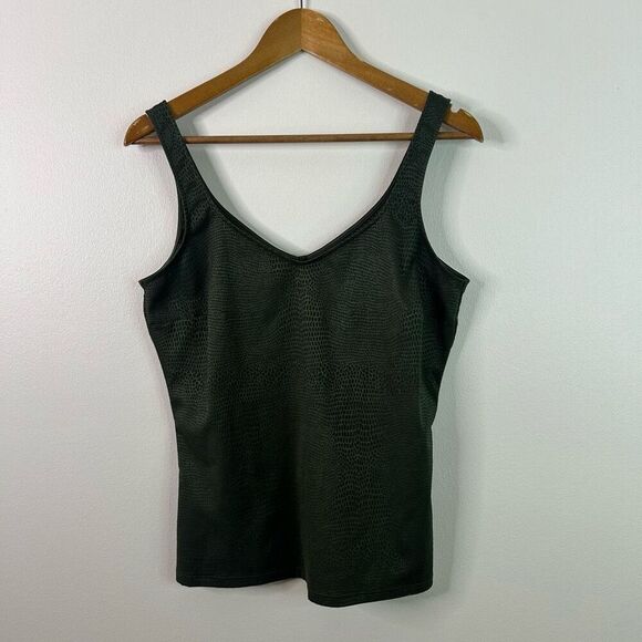 Hanro of Switzerland Green Animal Print Tank Top Size L Sleeveless Cami - Picture 1 of 8